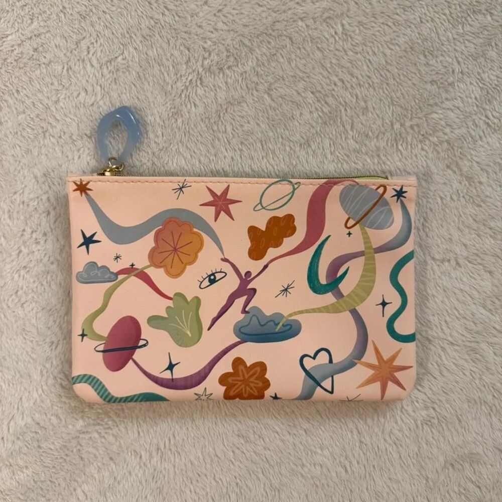 pink space patterned mini makeup cosmetics bag